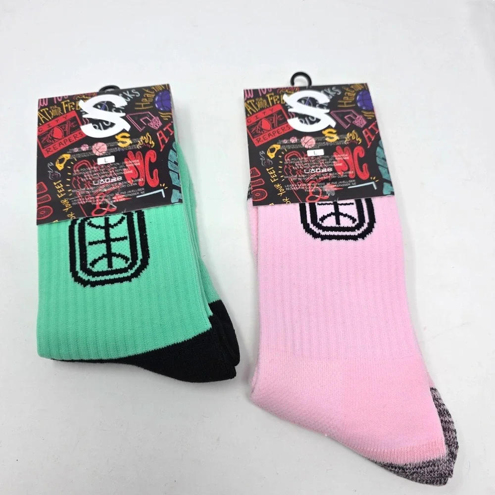 Strideline Overtime Elite Jelly Fam Pink Mint Basketball Socks Lot 2 Size L NWT